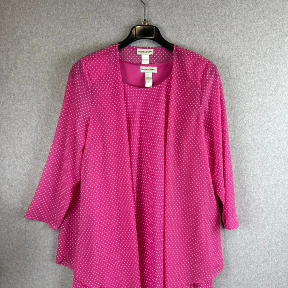 Draper's & Damon's Womans XL Dress Pink Polkadot Tier Open Topper Reto Barbie